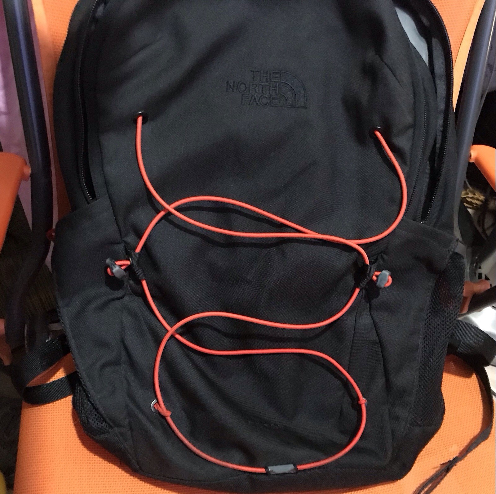 The North Face Jester Flexvent Grey Backpack Daypack Red Accents