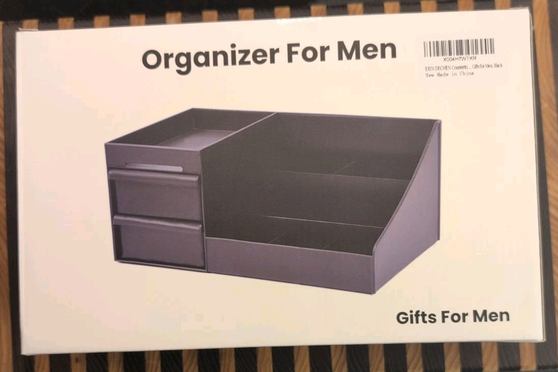 Cologne Organizer for Men, Countertop Bathroom Organizer with Drawers, Black gallery