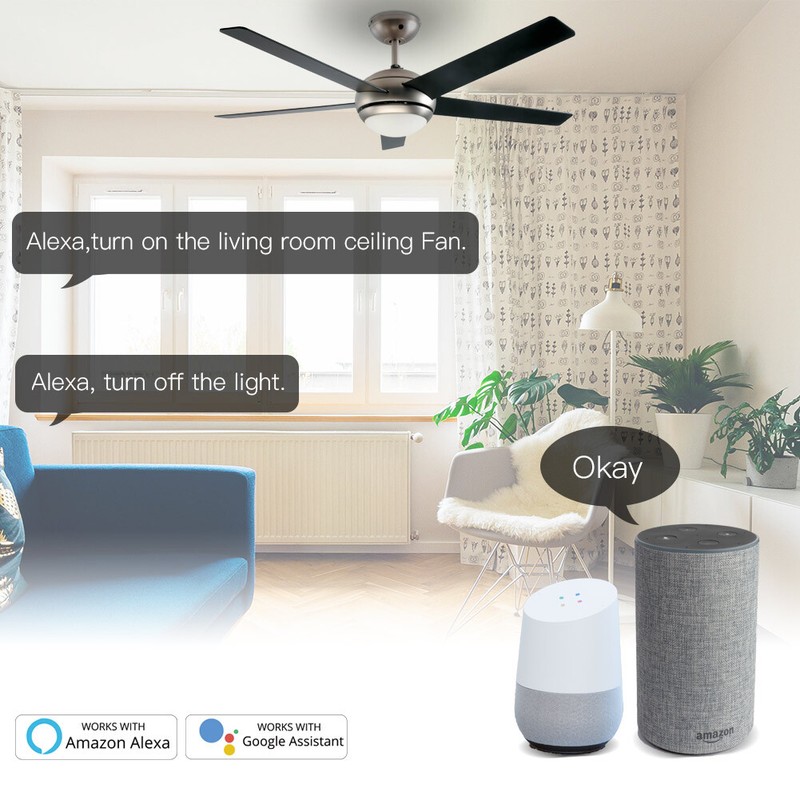 MOES Smart Ceiling Fan Light Switch WiFi RF Wall Touch Panel Alexa Google APP gallery