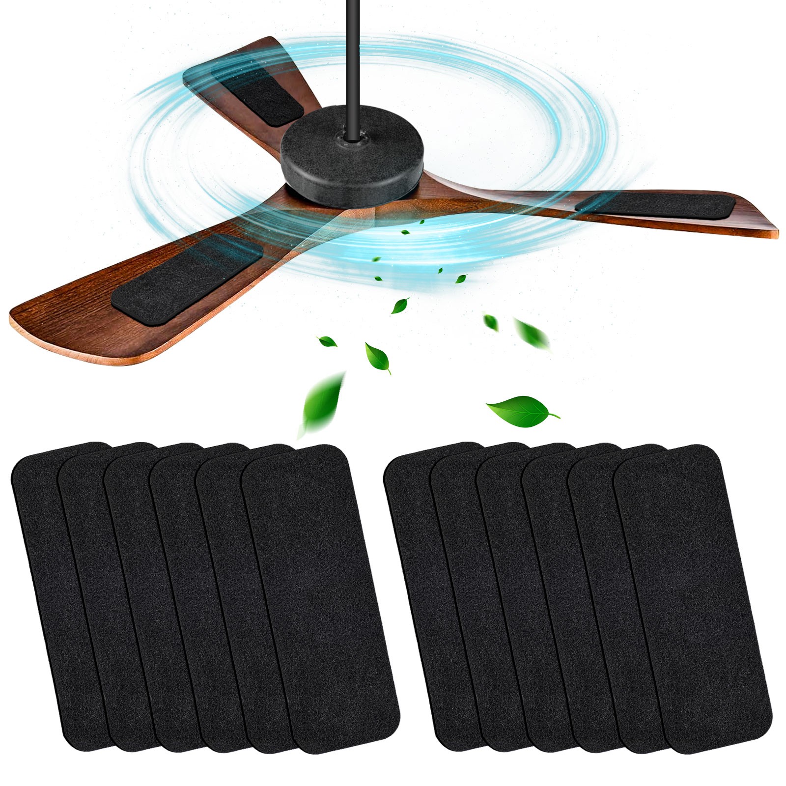 12PCS Ceiling Fan Blade Filters Activated Carbon Dust Hair Odor Peel Stick Home gallery