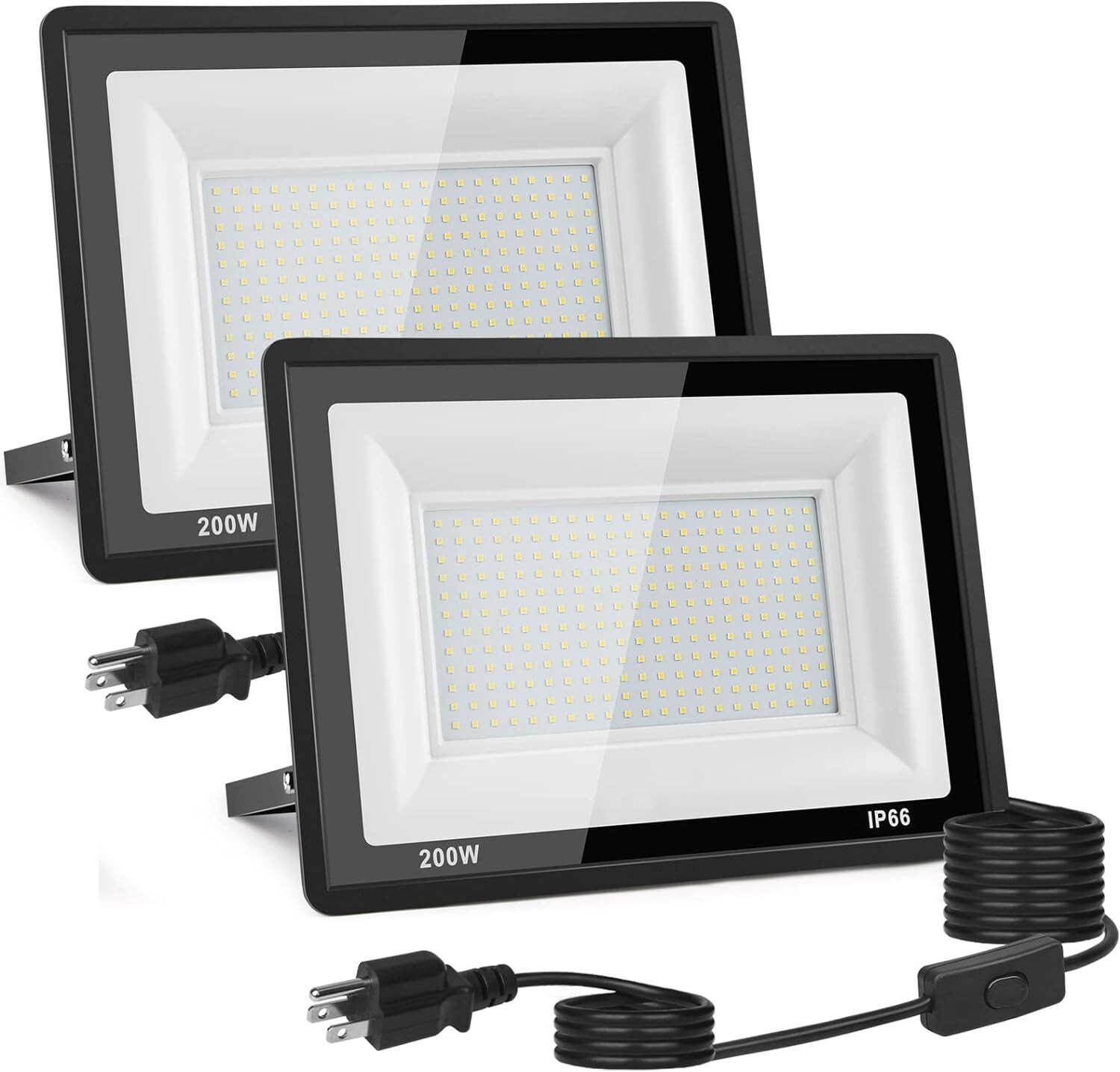 200W 22000LM LED Flood Light Outdoor IP66 Waterproof, Daylight White 2Pack gallery