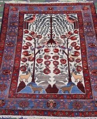 Antique Bakhtiyarii Hand Knotted Wool 4’4″ x 6′ Tree of Life Animals Birds Rug