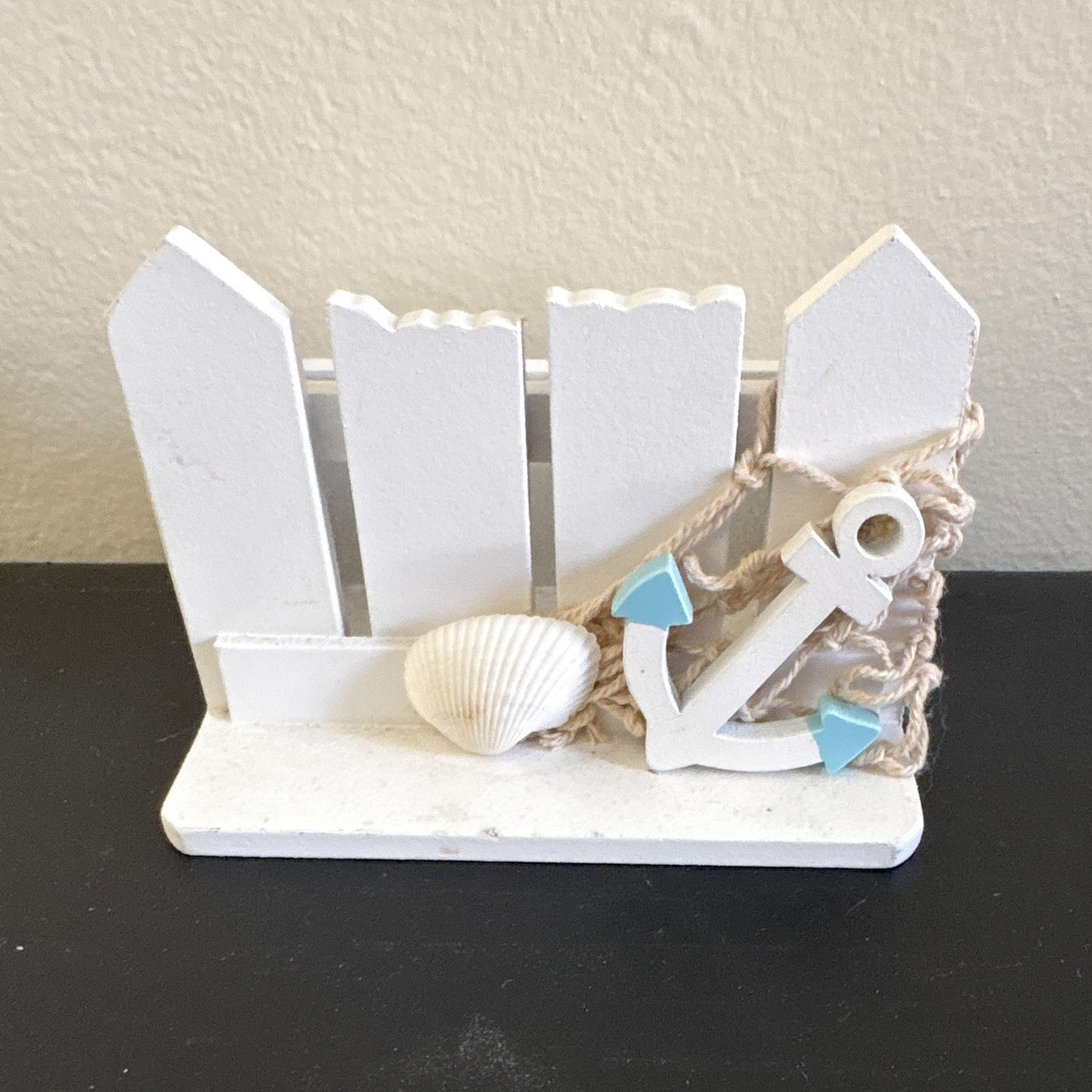 Coastal Nautical Anchor & Shell Wood Plaque, Decorative, White/Blue/Beige gallery