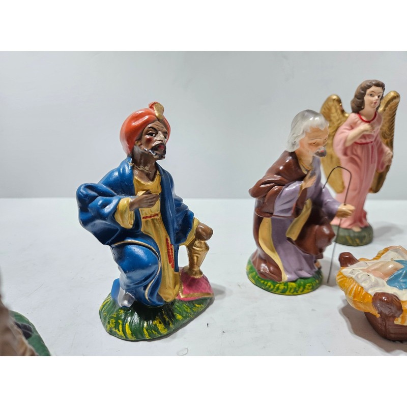 Woolworth Nativity Set Small Multicolor Vintage 11 Piece Chalkware Japan gallery