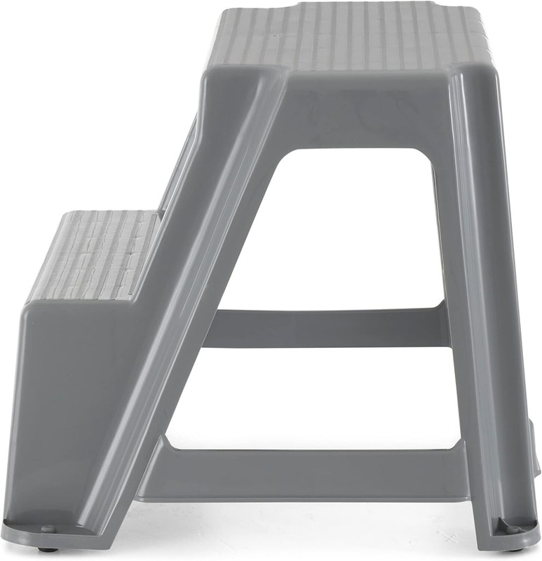 2-Step Molded Plastic Stool Cutout Handle Non Slip Step Tread 300 Pound Capacity gallery
