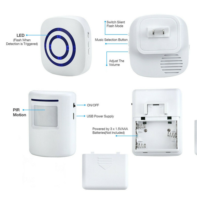 Wireless Entry Door Bell Welcome Motion Sensor Detector Gate Chime Alert Alarm gallery