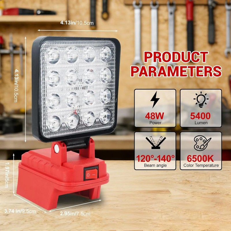 Cordless LED Work Light Compatible with Milwaukee M18 Battery, 5400 Lumens LED F gallery