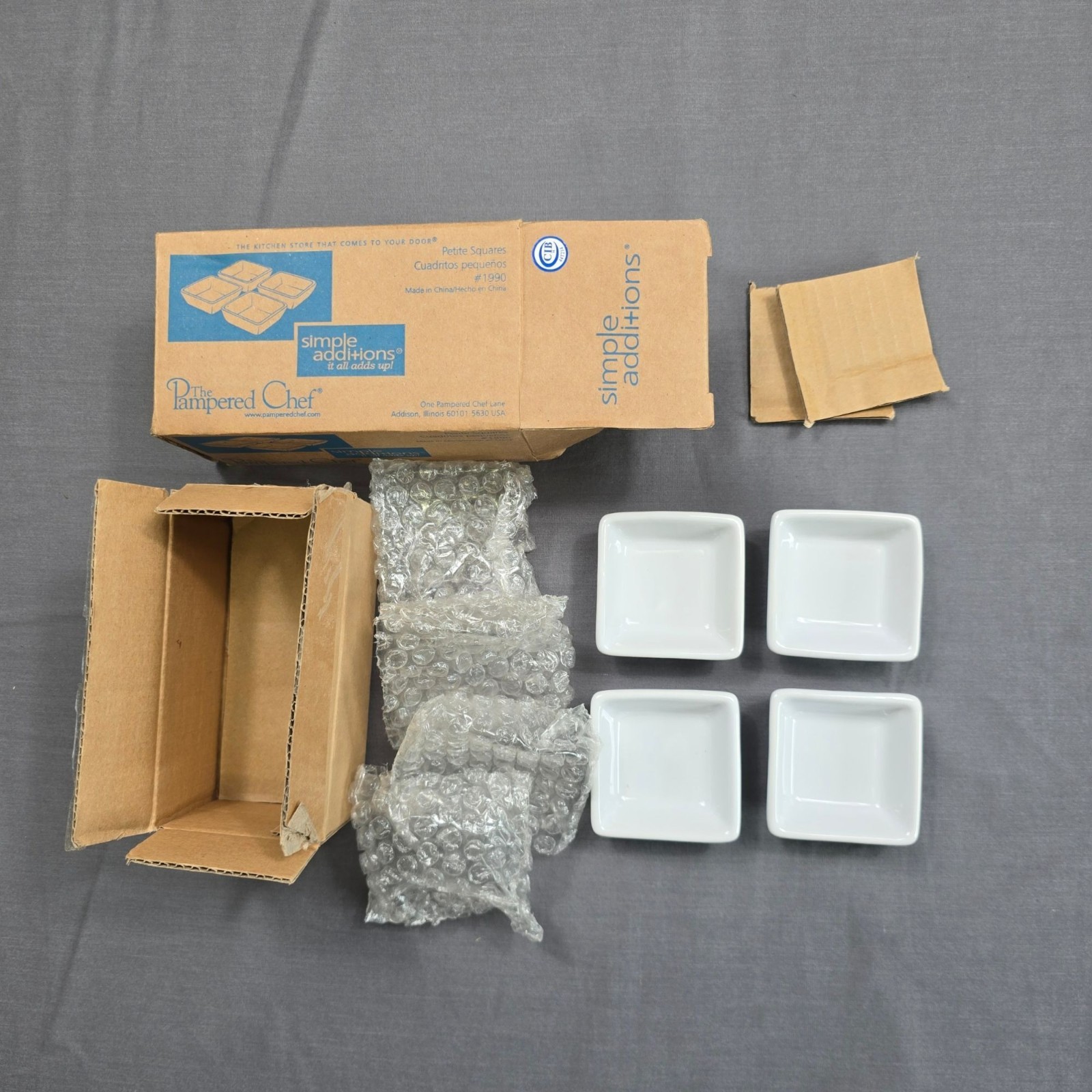 NEW The Pampered Chef Simple Additions Petite Squares White Set Of 4 #1990 gallery