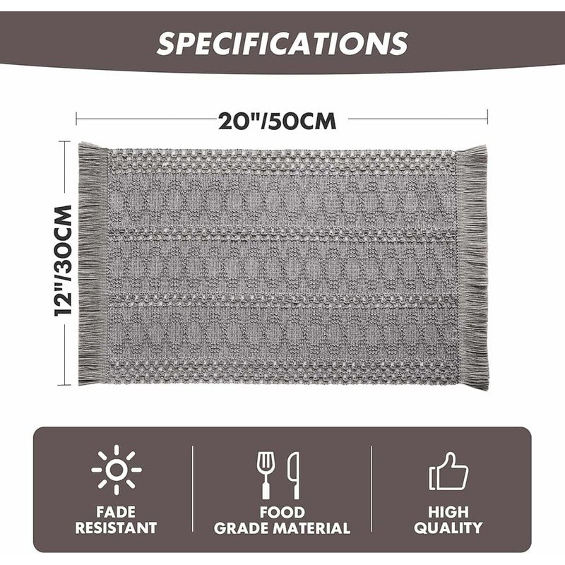 Boho Woven Placemats Set Handcrafted Cotton Blend Fabric Rustic Table Décor New gallery