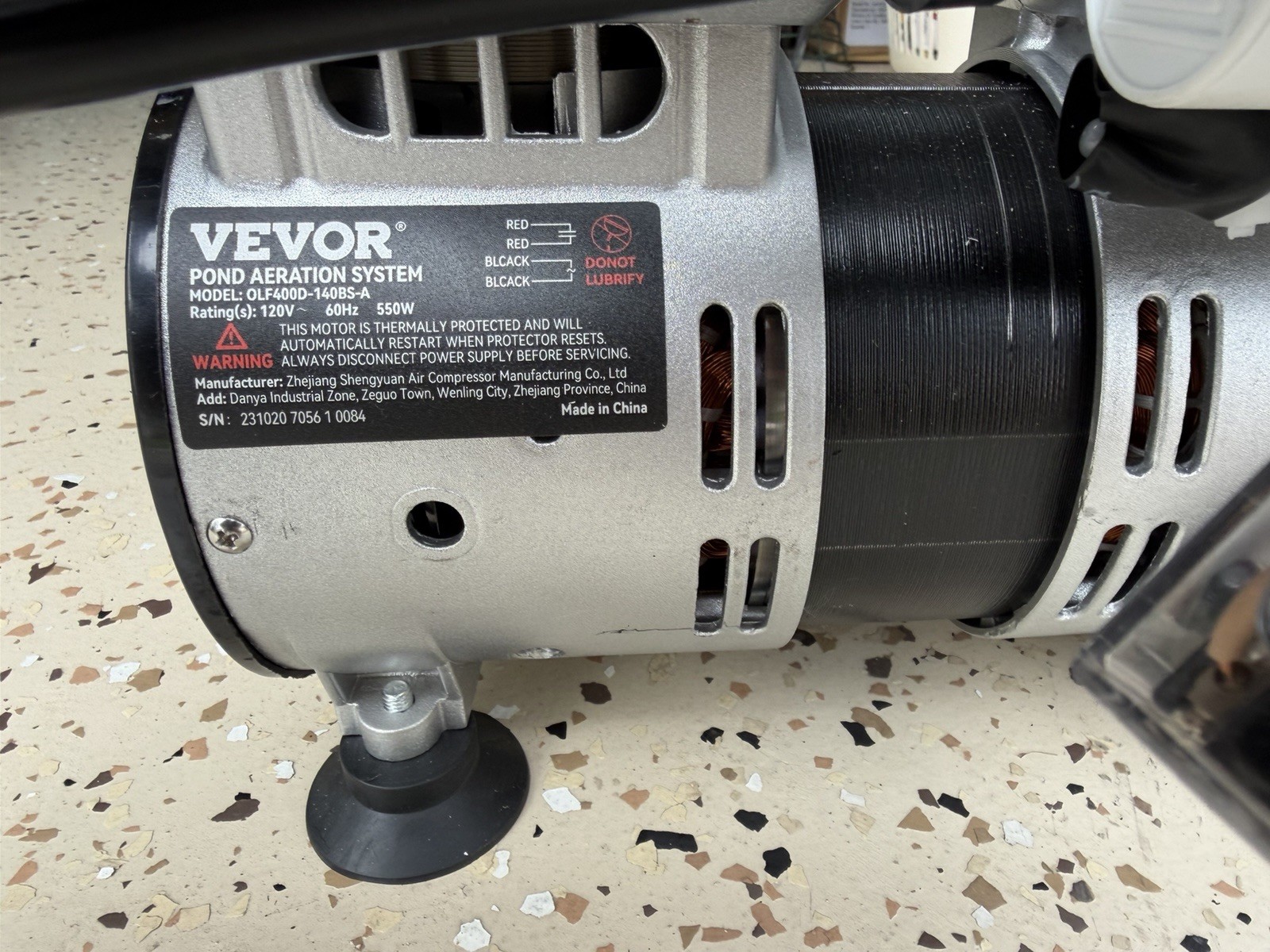 VEVOR Pond Aeration System Air Compressor OLF400D-140BS-A 120V 550W Silver gallery