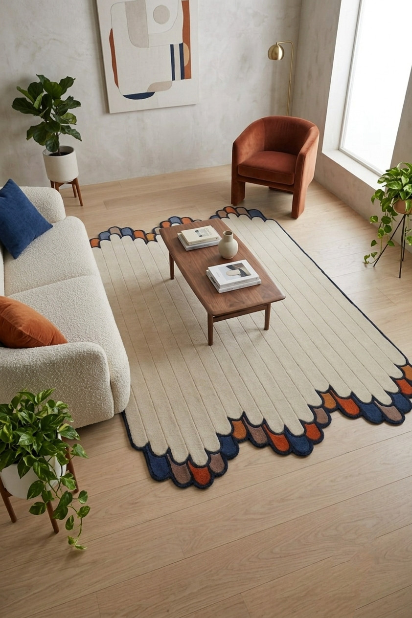 Handmade Abstract 8x10 Area Rug Modern Irregular Organic Shaped Tufted Carpet gallery