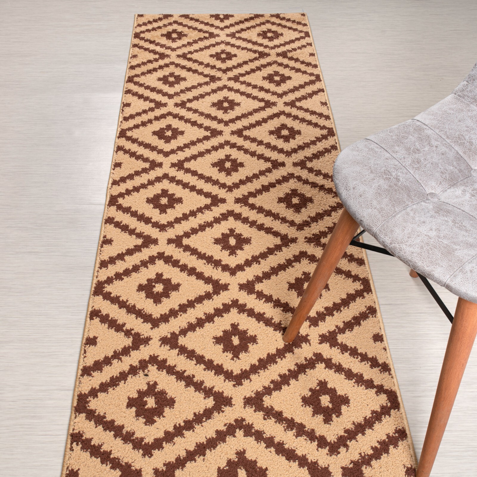 Custom Length Stair Hallway Carpet Runner Rug Non Slip Backing, Kilim, Beige gallery