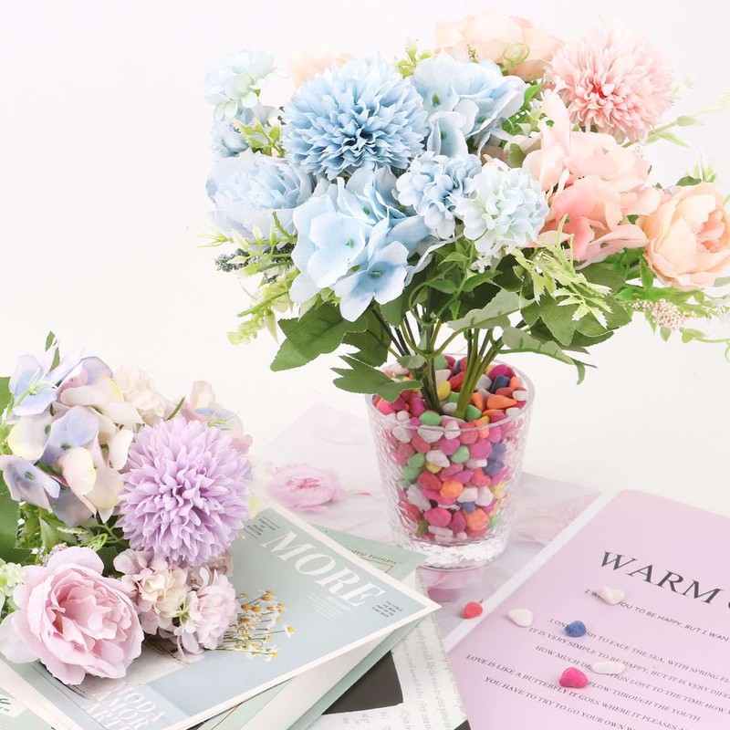 4pcs Silk Peony Artificial Hydrangea Flower Bouquet Party Wedding Home Decor gallery