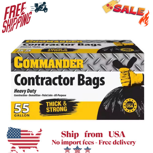 55 Gallon 3 MIL (eq) Heavy Duty Contractor Bags with Flap Ties - 36" x 56" wi... gallery