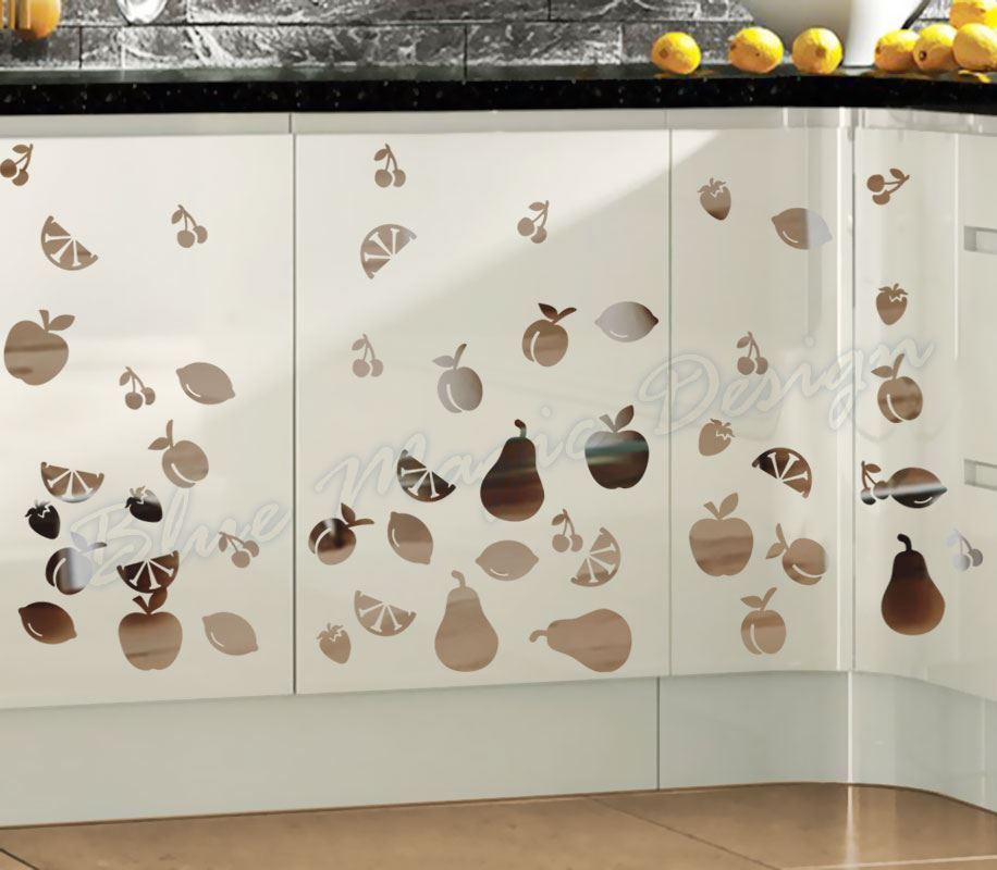50 Real Size Mixed Fruit Chrome Sticker Kitchen Fridge Wall Car Decoration Decal gallery