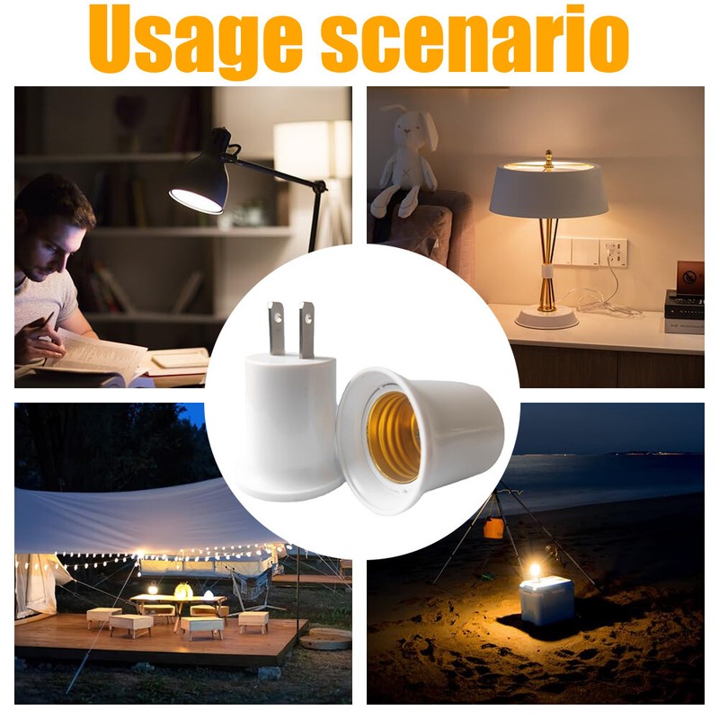 Outlet to Socket Adapter E26/E27 Light Socket to Plug Bulb Converter Lamp Holder gallery
