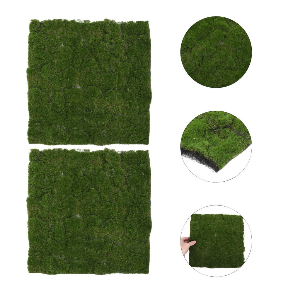 2Pcs Green Artificial Moss Sheets for Craft Decoration and Plant Arrangements