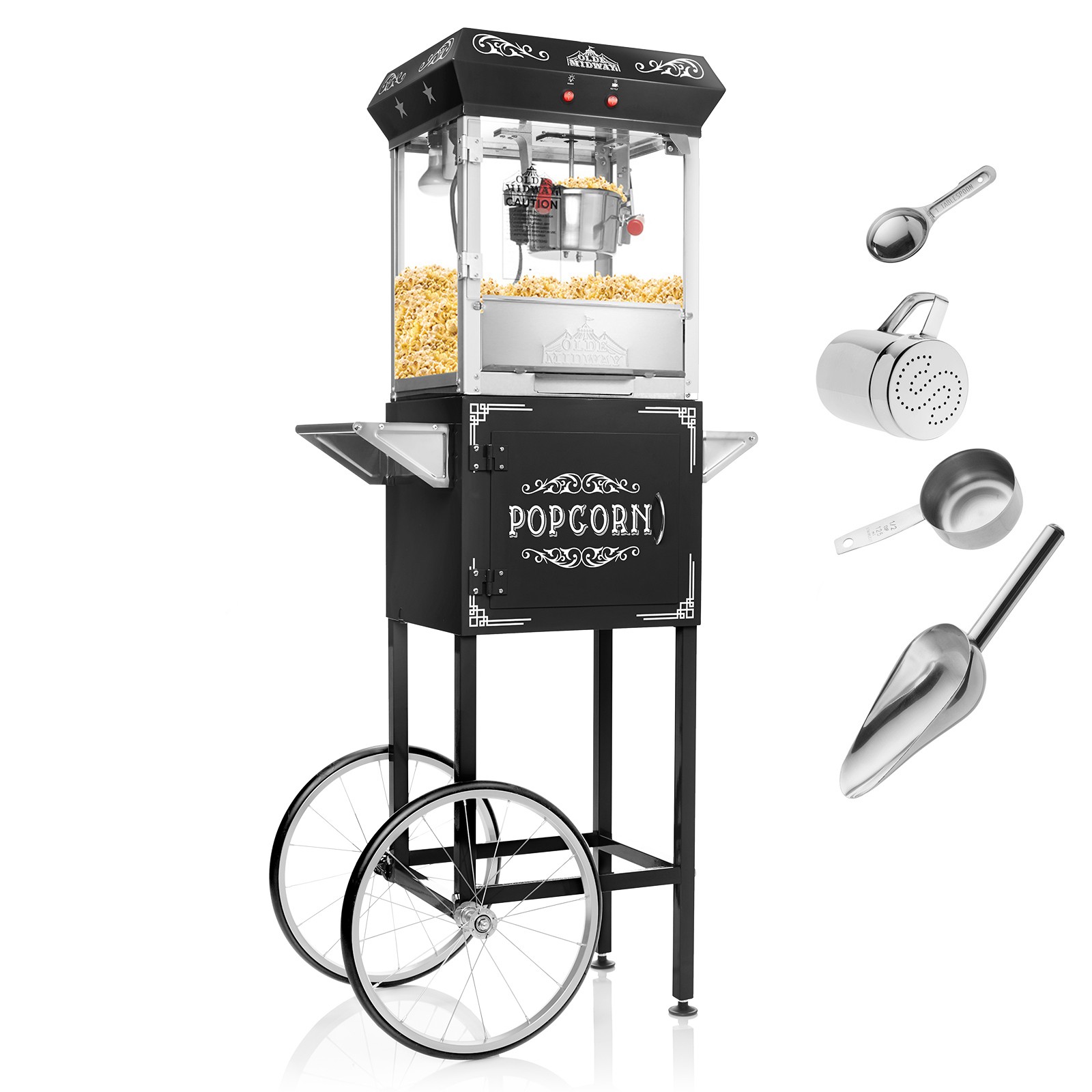 OPEN BOX - Vintage Style Popcorn Popper Machine Maker w Cart & 6-Ounce Kettle gallery