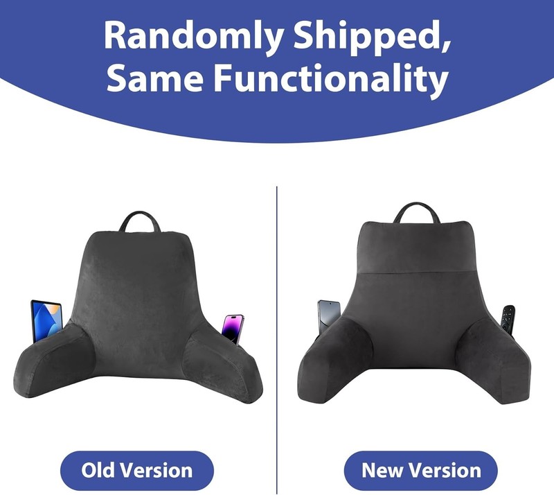 Back Support Pillow Memory Foam Lounge Reading Pillow with Arms Grey 18 Inch gallery