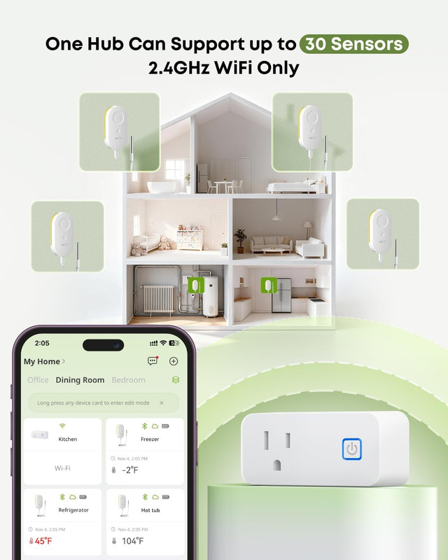 MOCREO Wifi Refrigerator Thermometer with Freezer Alarm, App Email Buzzer Alerts gallery