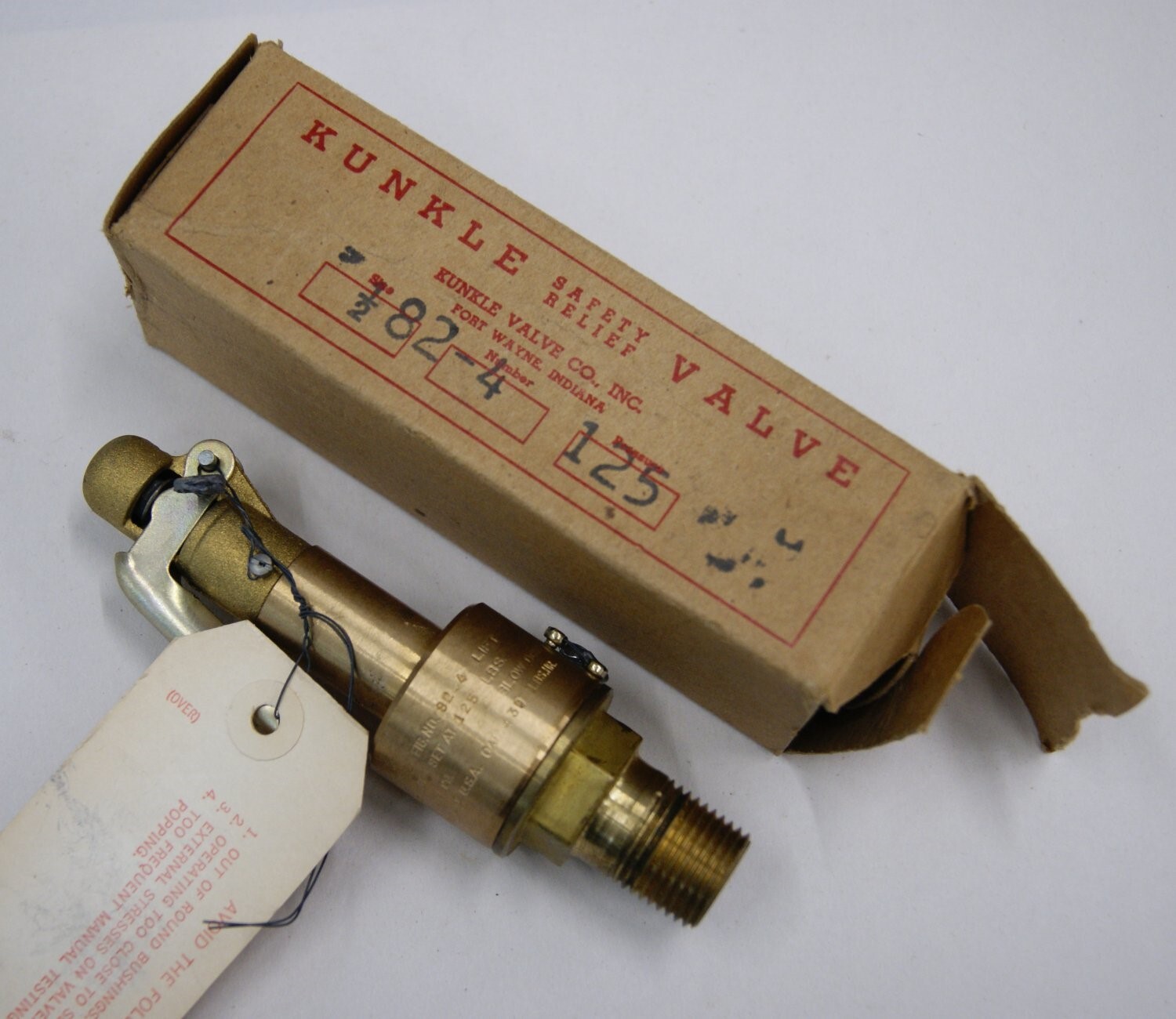 Kunkle - Hydraulic Valve 82-4, 1/2" inch, 125 lbs, NIB, NOS, BN3116 gallery