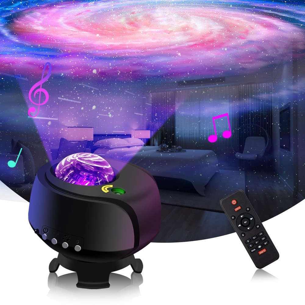 Larger Coverage Area Galaxy Projector,with Changing star projector, Black