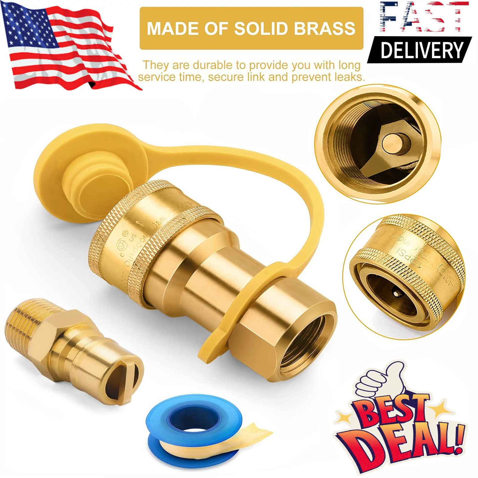 1/2" QDD LP Gas Quick Connect Fittings & Male Insert Plug, Natural Gas Propane gallery