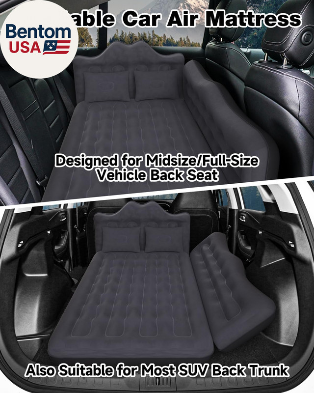 Inflatable Car Mattress Bed: SUV Camping Air Bed for Truck Backseat with Pump & gallery