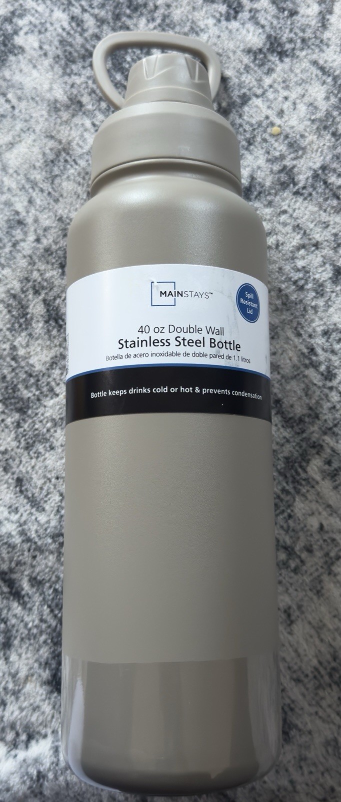 Mainstays 40 oz Tan Double Wall Stainless Steel Insulated Water Bottle gallery