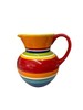 Pier 1 Imports Summer Stripes Pitcher 8" Multicolor Red Orange Yellow Ironstone gallery