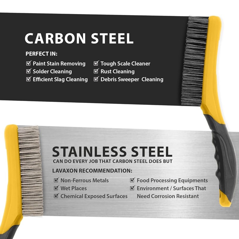 Wire Brush Set-Heavy Duty Stainless & Carbon Steel Bristles with Plastic Handle gallery