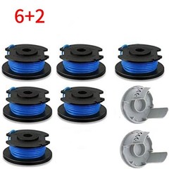 (6 Spools+2 Cap) Replacement String Trimmer Spool fit for Ryobi One+ 18V 24V 40V