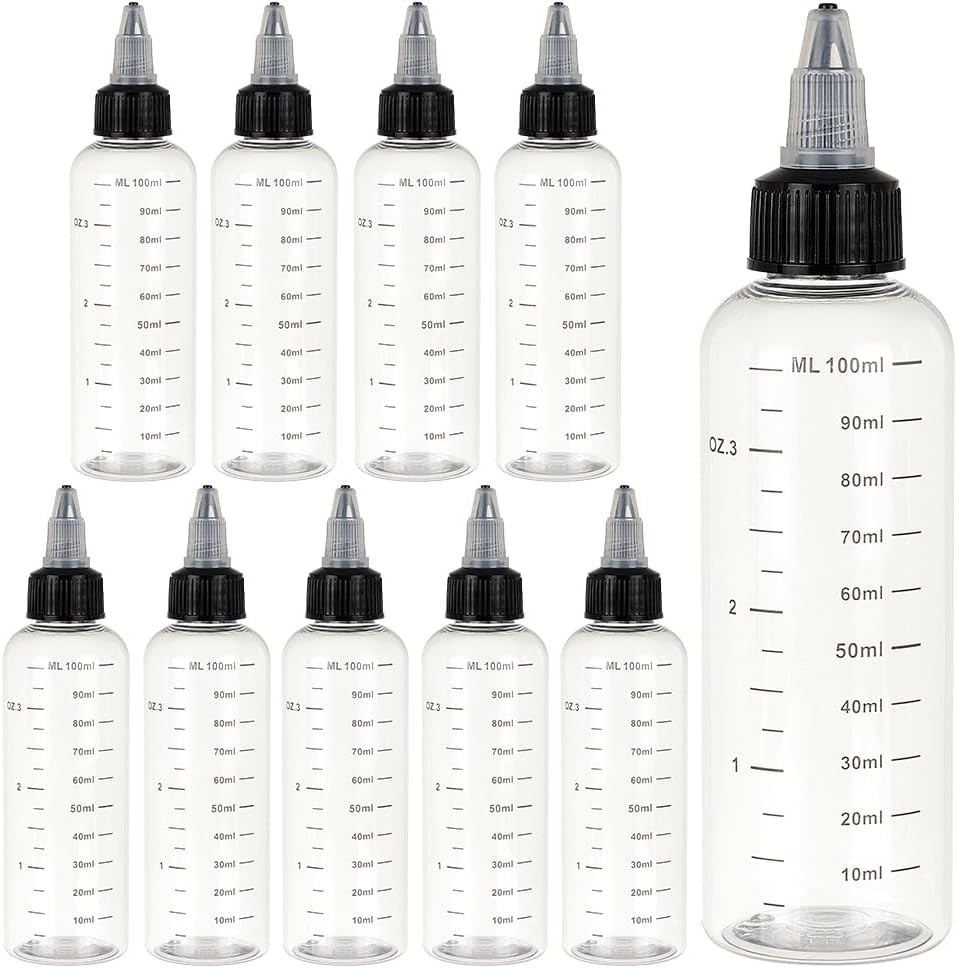 10PCS 100ml/3.38 oz Transparent Plastic Squeeze Bottles with Scale and Black gallery