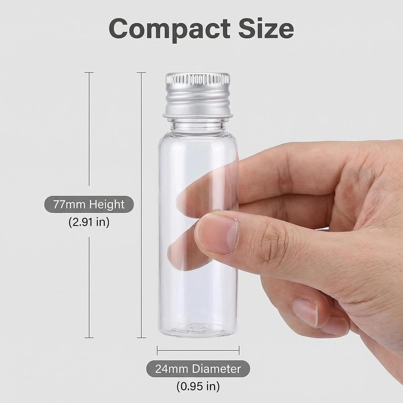 12Pcs Empty Refillable Clear Plastic Bottle with Aluminum Screw Cap,Tiny gallery