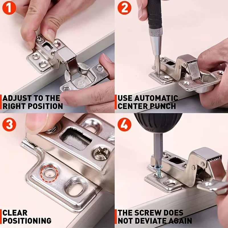 3pcs Automatic Center Punch Adjustable Spring-Loaded Metal Drill Tool Hole Punch gallery