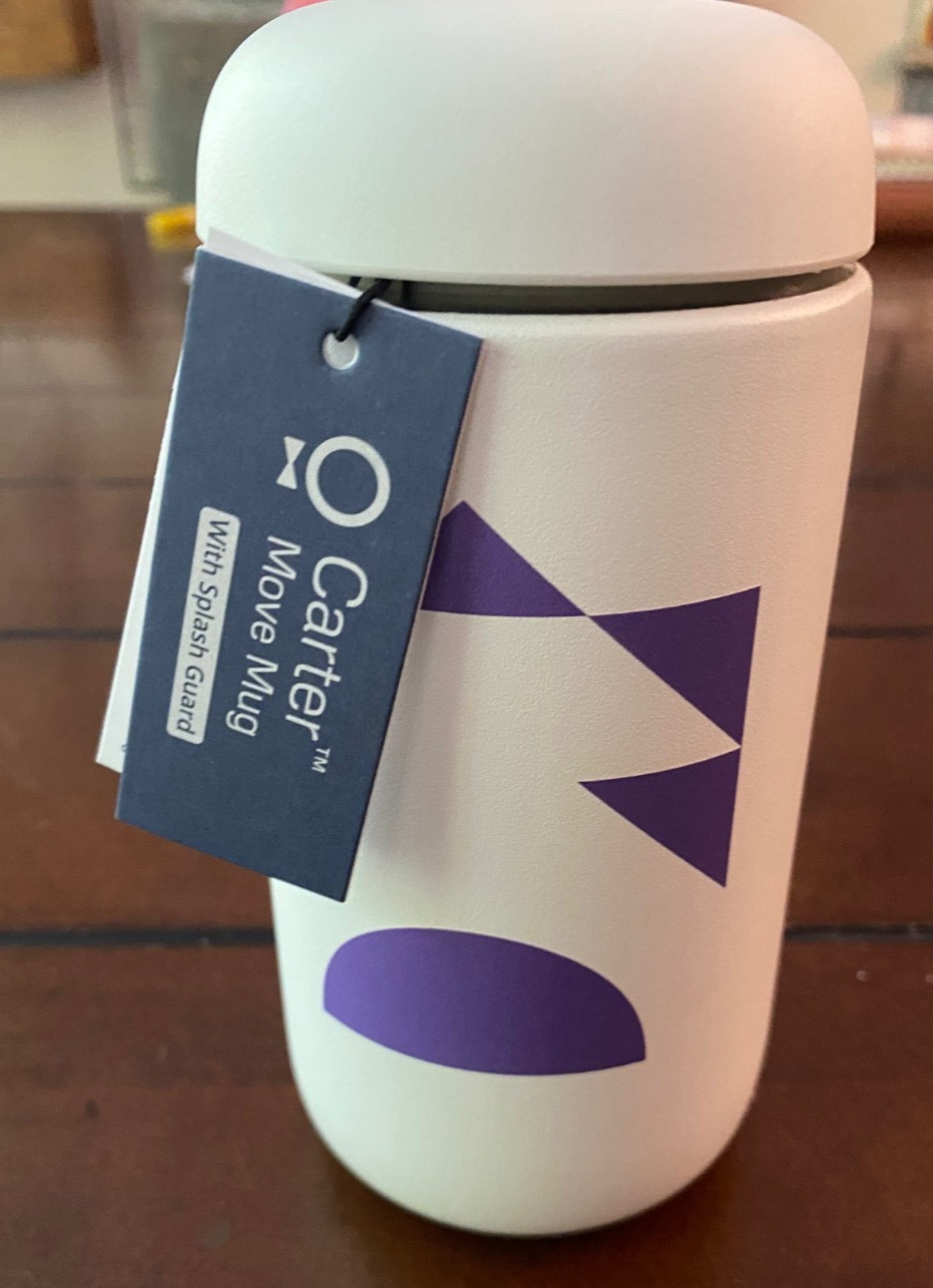 Fellow 12 oz Carter Move Travel Mug with Splash Guard Matte White Raptive Logo gallery