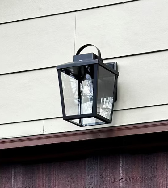 Lowe's allen roth Holliser Hardwired Dusk Dawn Wall Light Black 5632030 #S5500 gallery