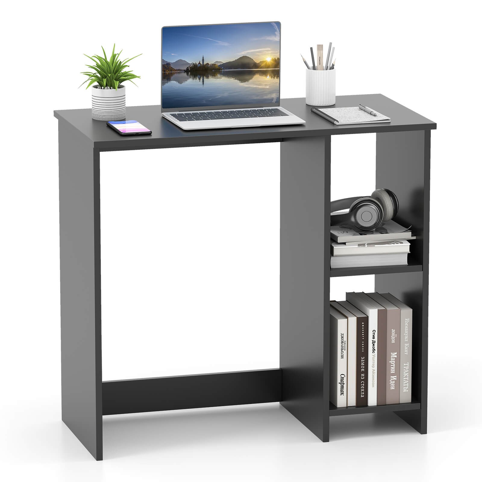 31.5" Small Computer Desk Home Office Study Writing Desk with 2 Compartments gallery