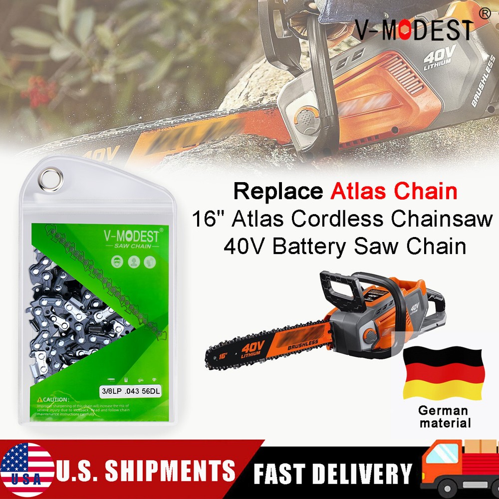 Replace 16"Atlas Cordless Chainsaw 40V Chainsaw Saw Chain 3/8"LP .043 56DL Y56