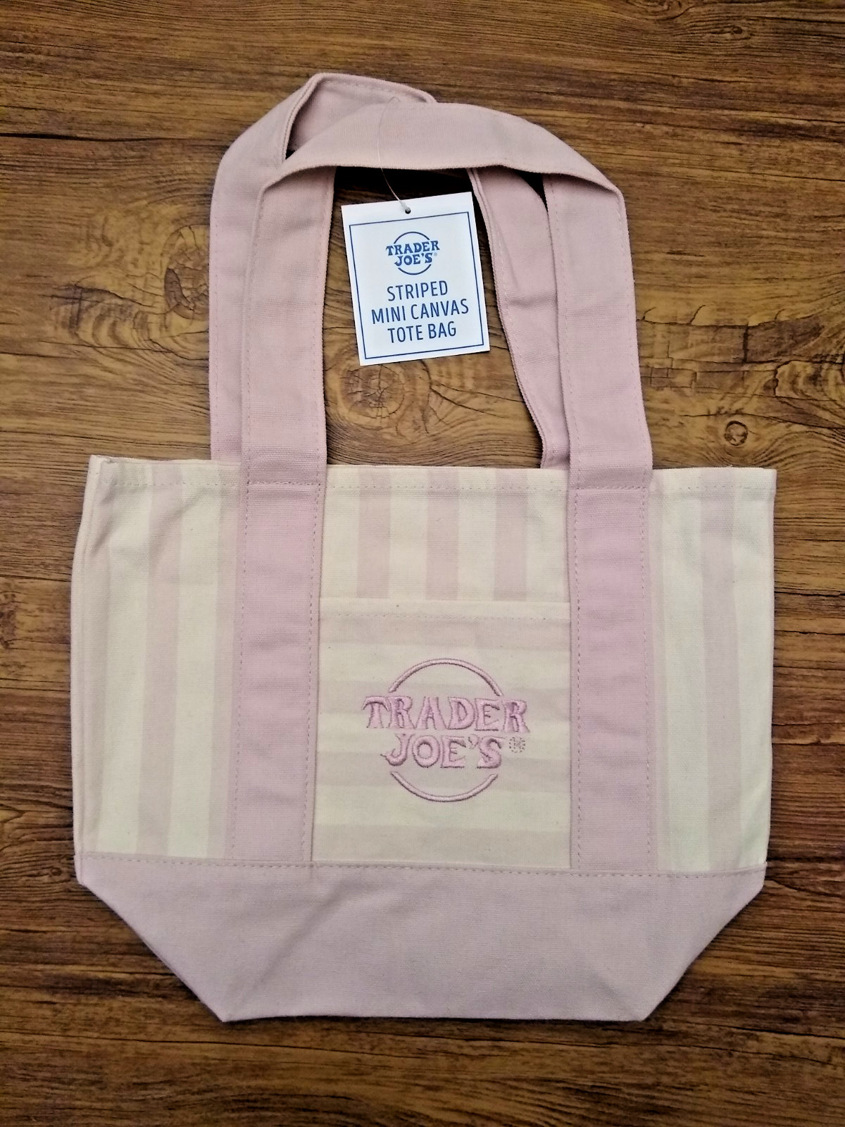 Trader Joe's Limited Striped Mini Canvas Tote Bag (2026) - PINK/WHITE gallery