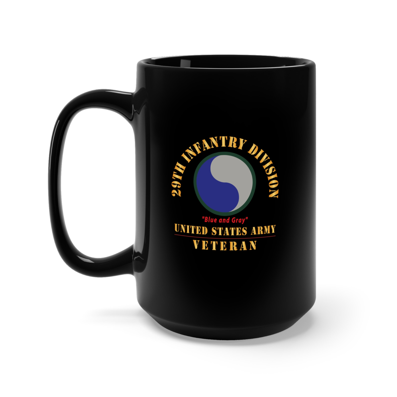 Black Mug 15oz - Army - SSI - 29th Infantry Division - Blue and Gray- US Army Ve gallery