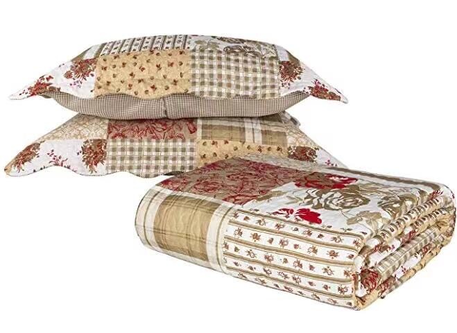 Quilt for Bed, Lightweight 3-Piece Quilt Set, Soft Bedspread - Floral Patchwork gallery
