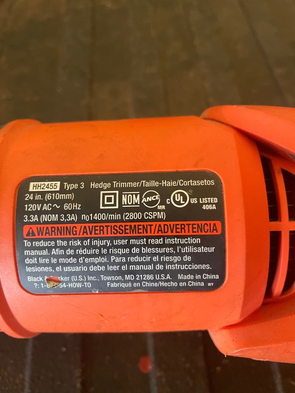 Black and Decker TYPE 3 Hedge Trimmer 24in Model HH2455 POWER SWITCH gallery