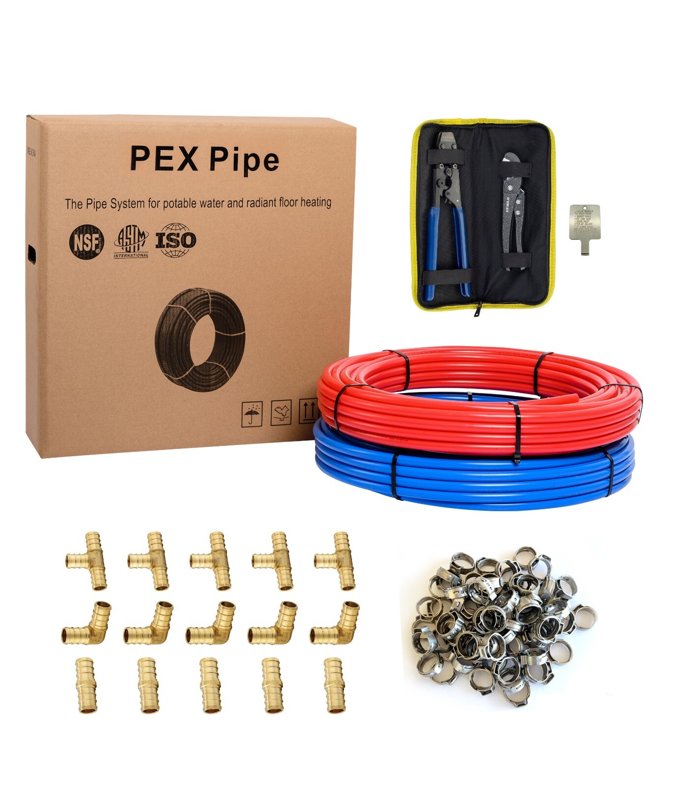 EFIELD(All in One)2 Rolls x 100ft 1/2 Inch PEX B Pipe/Tubing, Fitting, Combo Kit gallery