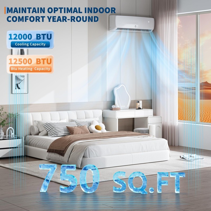 12000 BTU Mini Split AC/Heating System Air Conditioner Remote Control 19 SEER2 gallery