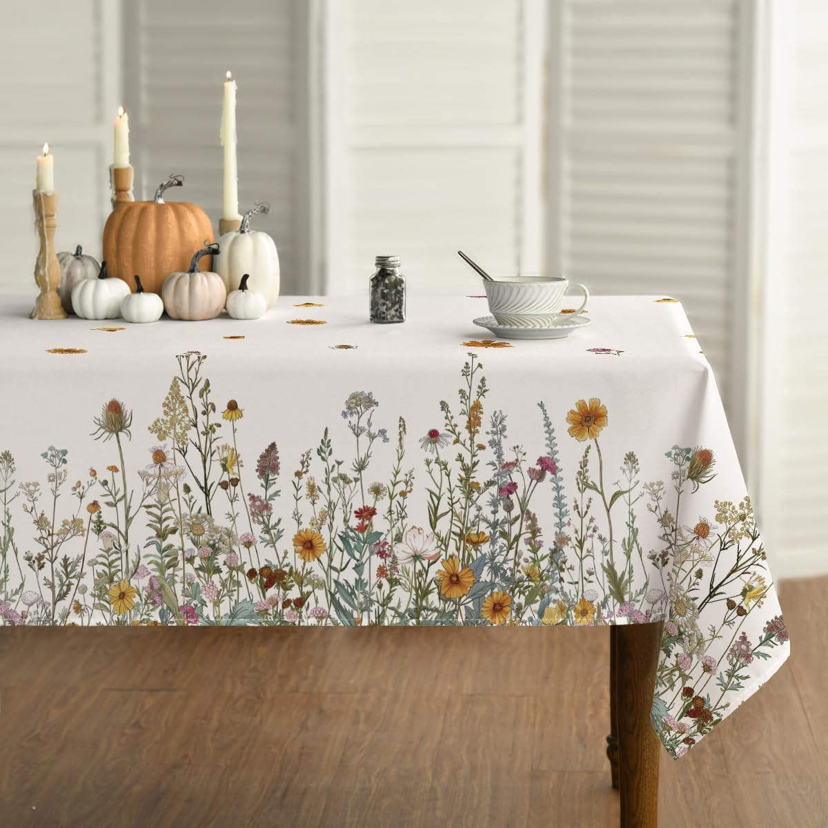 Rectangular Fall Tablecloth 60x84 Inch with Harvest Floral Design gallery