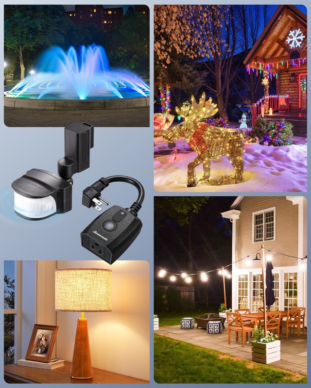 DEWENWILS Wireless Motion Sensor Outlet, No Wiring, Indoor Outdoor, 50FT Range gallery
