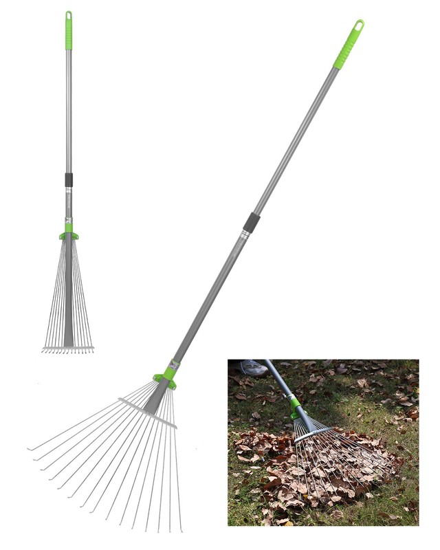 WORKPRO Adjustable Metal Garden Rake Collapsible & Telescopic Long Handle 32-63" gallery