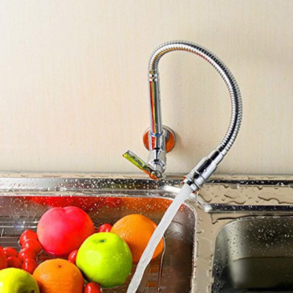 360 Degree Swivel Spout Pull Down Flexible Spray Kitchen Taps Single-Tube Vanity