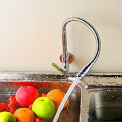 360 Degree Swivel Spout Pull Down Flexible Spray Kitchen Taps Single-Tube Vanity